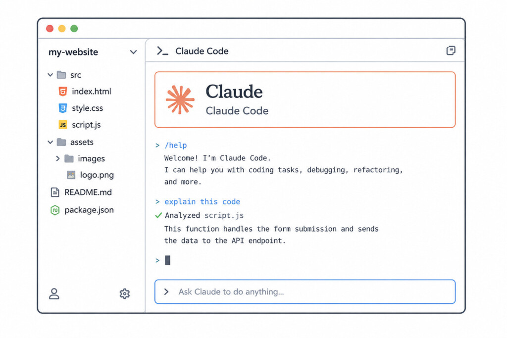 ノートPCの画面にClaudeのチャット画面が表示されている。