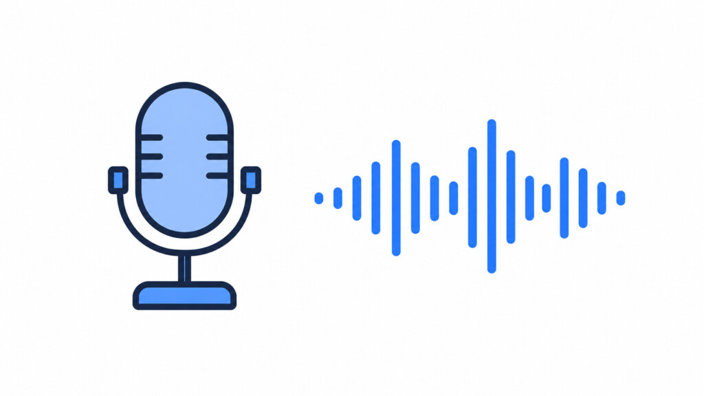 マイクアイコンと音声波形アイコンが横に並んでいる。